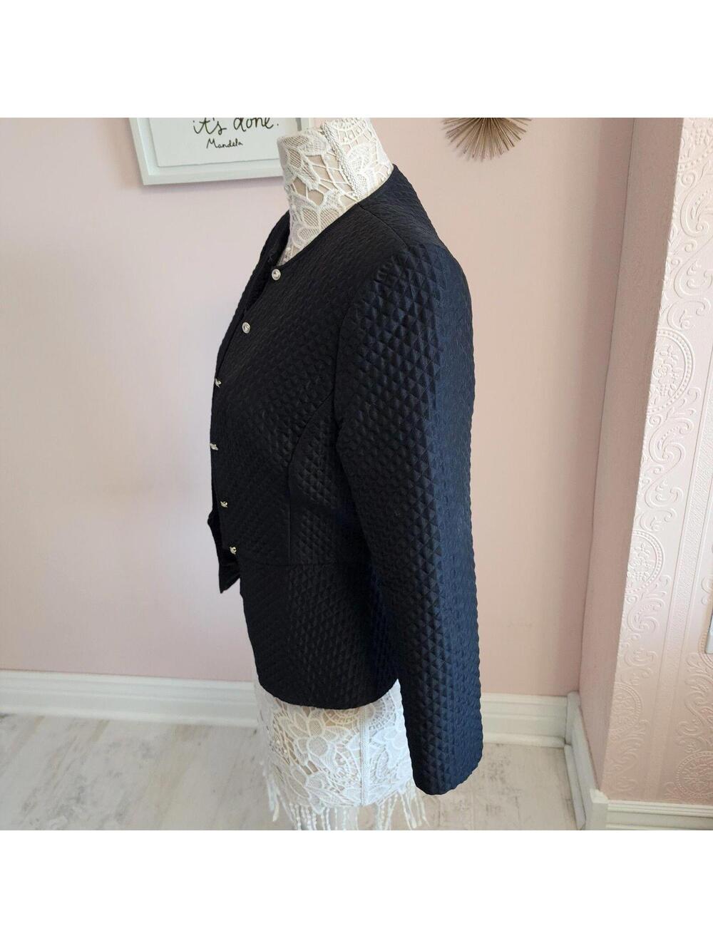 CHETTA B Sherrie Bloom Peter Noviello Black Quilted Jacket – Women’s 10 - Picture 4 of 9
